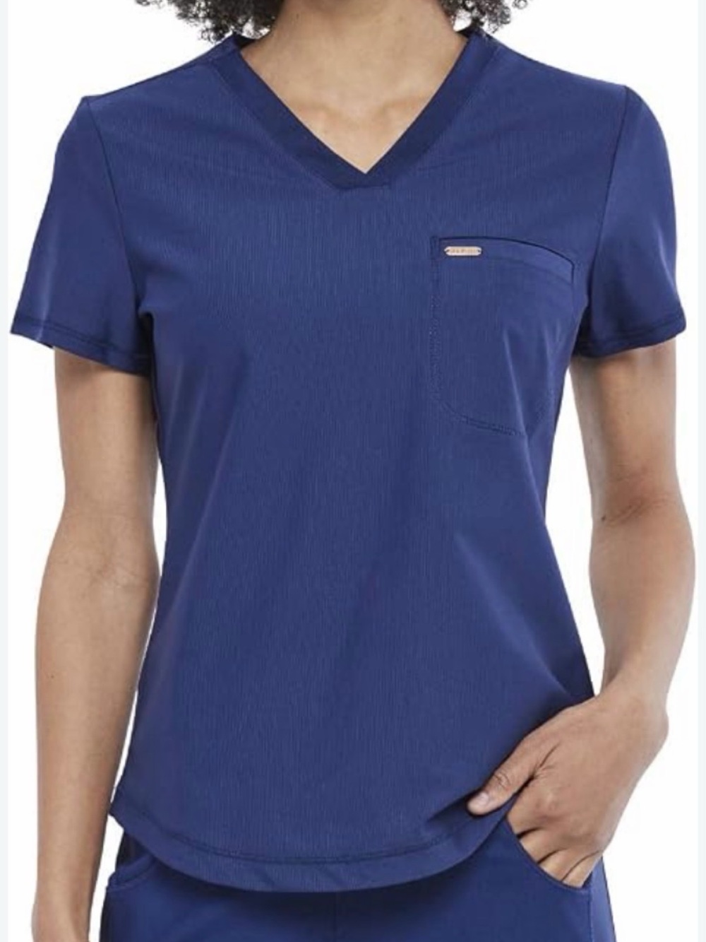 Cherokee Form Women's Tuckable V-Neck Scrub Top in Navy Blue Size S/M